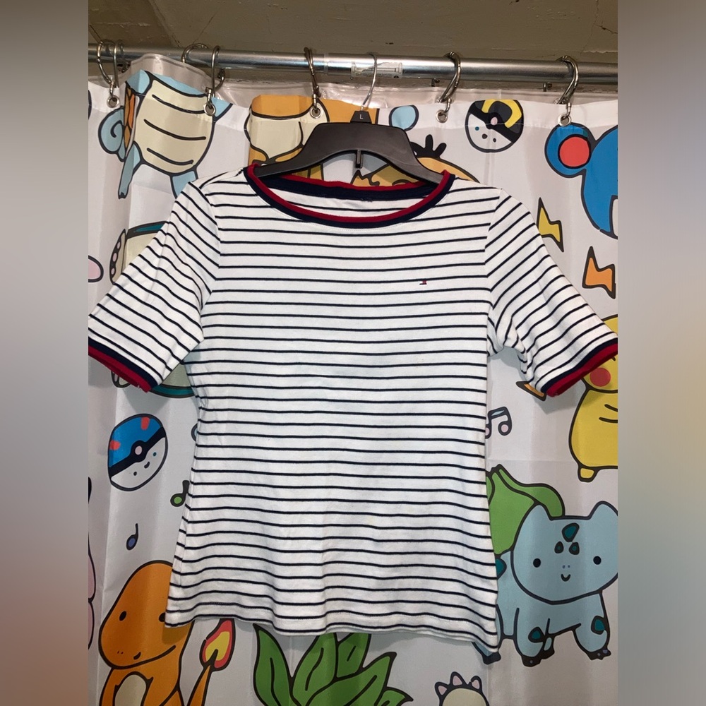 Tommy Hilfiger black and white striped shirt SIZE SMALL in women’s